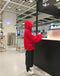 IMG 127 of Women ulzzangCollege Hooded Lantern Sleeve Sweatshirt Korean Harajuku BFLoose Tops Outerwear