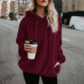 IMG 115 of Trendy Popular Europe Long Sleeved Hooded Solid Colored Women Sweatshirt Outerwear