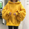 IMG 131 of Women ulzzangCollege Hooded Lantern Sleeve Sweatshirt Korean Harajuku BFLoose Tops Outerwear