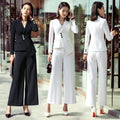 Img 2 - Uniform Sets Women Long Sleeved Trendy Elegant Feminine White Casual Suits Formal Cargo