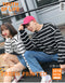 Img 8 - Couple Student Striped Loose Long Sleeved Sweatshirt