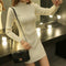 Img 2 - Half-Height Collar Thick Mid-Length Korean Slimming Pencil Dress Hip Flattering Knitted Sweater