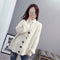 IMG 104 of Korean Puff Sleeves V-Neck Sweater Cardigan Women Loose Lazy Solid Colored Outerwear