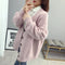 IMG 107 of Korean Puff Sleeves V-Neck Sweater Cardigan Women Loose Lazy Solid Colored Outerwear