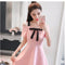 Img 3 - Slimming Slim-Look A-Line Spaghetti Strap Bare Shoulder Korean Tube Bow Elegant Dress