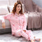 Pajamas Women Cotton Long Sleeved Korean Plus Size Cardigan Loungewear Sets Summer Sleepwear