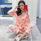 Pajamas Women Cotton Long Sleeved Korean Plus Size Cardigan Loungewear Sets Summer Sleepwear