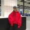 IMG 120 of Women ulzzangCollege Hooded Lantern Sleeve Sweatshirt Korean Harajuku BFLoose Tops Outerwear
