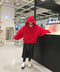 IMG 125 of Women ulzzangCollege Hooded Lantern Sleeve Sweatshirt Korean Harajuku BFLoose Tops Outerwear