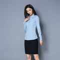 Img 7 - White Blouse Long Sleeved Korean Slim Look Light Blue Plus Size Blouse