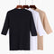 Img 5 - Half-Height Collar Sweater Women Fitting Stretchable Solid Colored Mid-Length Knitted Half Sleeved Undershirt
