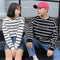 Img 4 - Couple Student Striped Loose Long Sleeved Sweatshirt