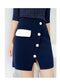 IMG 114 of Color-Matching Skirt Women Korean All-Matching High Waist Slim Look A-Line Skirt
