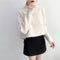 IMG 107 of Pullover Women Half-Height Collar Sweater Loose Round-Neck Solid Colored All-Matching Striped Outerwear