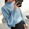 Pullover Women Half-Height Collar Sweater Loose Round-Neck Solid Colored All-Matching Striped Outerwear