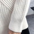 IMG 124 of Pullover Women Half-Height Collar Sweater Loose Round-Neck Solid Colored All-Matching Striped Outerwear