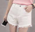 Img 4 - Korean Loose Student All-Matching Chic White Wide Leg Slim-Look High Waist Denim Hot Pants