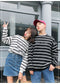 IMG 110 of Couple Student Striped Loose Long Sleeved Sweatshirt Outerwear