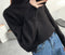 IMG 116 of Pullover Women Half-Height Collar Sweater Loose Round-Neck Solid Colored All-Matching Striped Outerwear