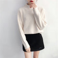 IMG 108 of Pullover Women Half-Height Collar Sweater Loose Round-Neck Solid Colored All-Matching Striped Outerwear