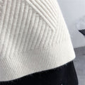 IMG 125 of Pullover Women Half-Height Collar Sweater Loose Round-Neck Solid Colored All-Matching Striped Outerwear