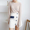 Img 3 - Color-Matching Skirt Women Korean All-Matching High Waist Slim Look A-Line
