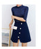 IMG 110 of Color-Matching Skirt Women Korean All-Matching High Waist Slim Look A-Line Skirt