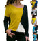 Img 1 - Popular Spliced Color-Matching Round-Neck Casual Long Sleeved T-Shirt Women Tops