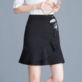 Img 2 - Korean Women Lace Ruffle High Waist Anti-Exposed Hip Flattering A-Line Skirt