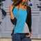 IMG 121 of Popular Spliced Color-Matching Round-Neck Casual Long Sleeved T-Shirt Women Tops T-Shirt