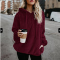Trendy Popular Europe Long Sleeved Hooded Solid Colored Women Sweatshirt Outerwear