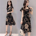 Img 2 - Summer Women Korean Slim-Look Plus Size Printed Trendy Elegant A-Line Dress