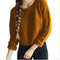 Img 2 - Women Europe Burgundy Short Hem Splitted Long Sleeved Bare Belly Sweater