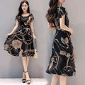 Img 4 - Summer Women Korean Slim-Look Plus Size Printed Trendy Elegant A-Line Dress