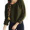 Img 4 - Women Europe Burgundy Short Hem Splitted Long Sleeved Bare Belly Sweater