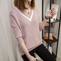 Img 3 - Sweater Women Short Korean Loose Long Sleeved V-Neck Fresh Looking