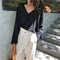 Img 6 - Plus Size Loose Long Sleeved Blouse V-Neck Chiffon Tops Shirt Blouse