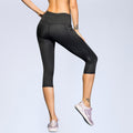 Img 3 - Women Yoga Cropped Pocket Fitness Sporty Jogging High Waist Quick-Drying Stretchable Fitted Three Quarter Pants