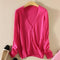 Korean Round-Neck Solid Colored Women Wool Cardigan Sweater Knitted Outerwear