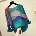 IMG 104 of Hong Kong Mix Colours Sweater Loose Lazy chicColor-Matching Raglan Sleeves Thin Women Outerwear