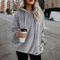 Trendy Popular Europe Long Sleeved Hooded Solid Colored Women Sweatshirt Outerwear