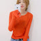 Img 2 - Korea Inspired Round-Neck Thin Tops Slim Look Basic Undershirt Solid Colored Long Sleeved T-Shirt Women