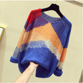 IMG 103 of Hong Kong Mix Colours Sweater Loose Lazy chicColor-Matching Raglan Sleeves Thin Women Outerwear