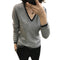 Img 6 - Wool Sweater Trendy Casual Europe Women V-Neck Lazy Pullover Sweater