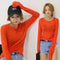 Img 1 - Korea Inspired Round-Neck Thin Tops Slim Look Basic Undershirt Solid Colored Long Sleeved T-Shirt Women