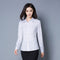 Img 1 - White Blouse Long Sleeved Korean Slim Look Light Blue Plus Size Blouse