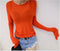 IMG 105 of Korea Inspired Round-Neck Thin Tops Slim Look Basic Undershirt Solid Colored Long Sleeved T-Shirt Women Outerwear