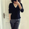 Img 2 - Wool Sweater Trendy Casual Europe Women V-Neck Lazy Pullover Sweater