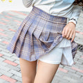 Img 2 - Pleated Women Summer Student Korean High Waist A-Line Plus Size Chequered Skirt
