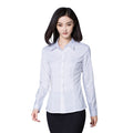 Img 5 - White Blouse Long Sleeved Korean Slim Look Light Blue Plus Size Blouse